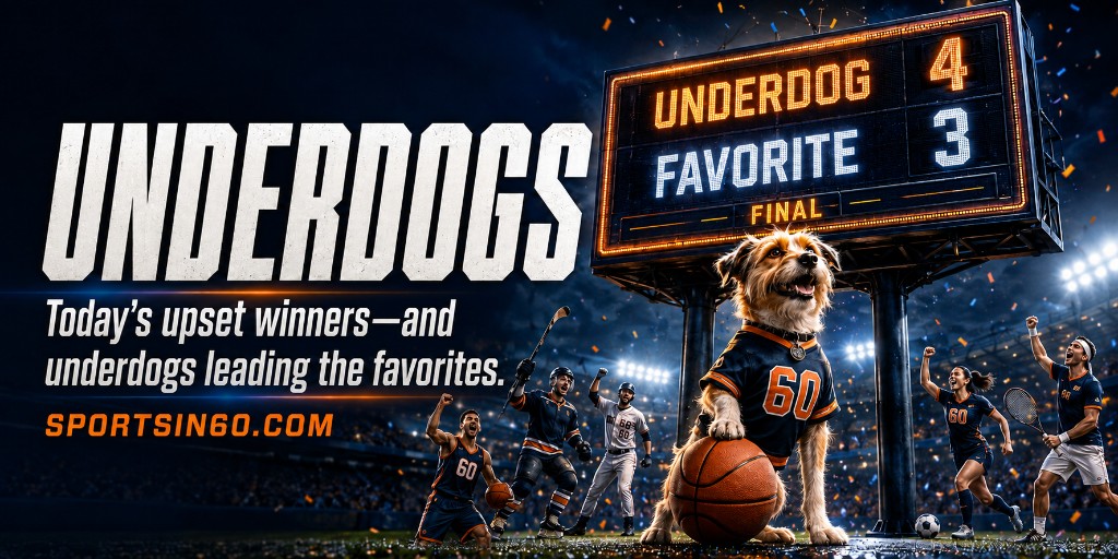 Underdogs: today’s upset winners and underdogs leading the favorites